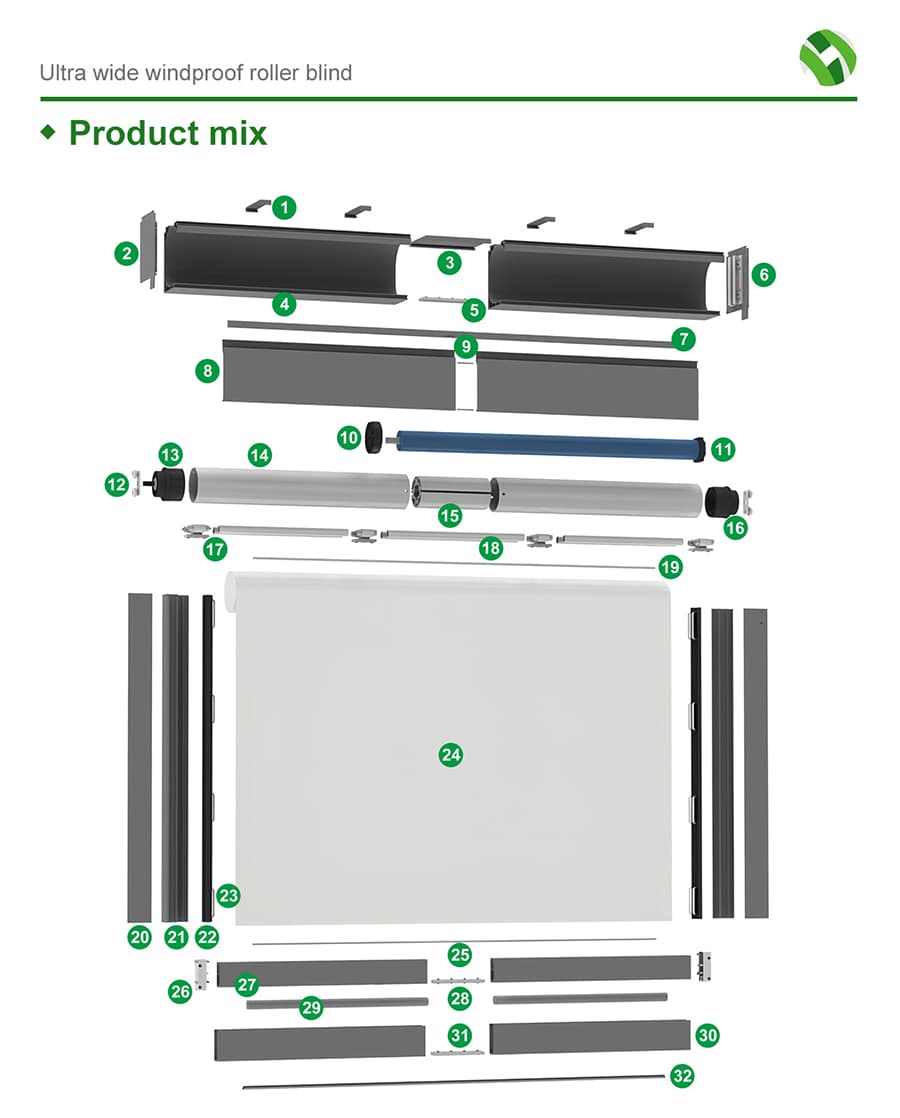 Wide Span Wind-Resistant Roller Blinds